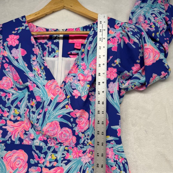 Lilly Pulitzer Rosie Stretch Floral Long Sleeve Ruffle‎ Mini Dress Party Size 0 - Picture 4 of 13